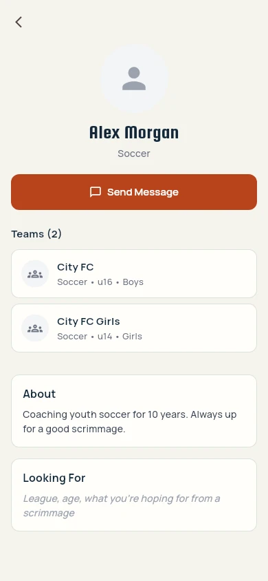 A coach's public profile